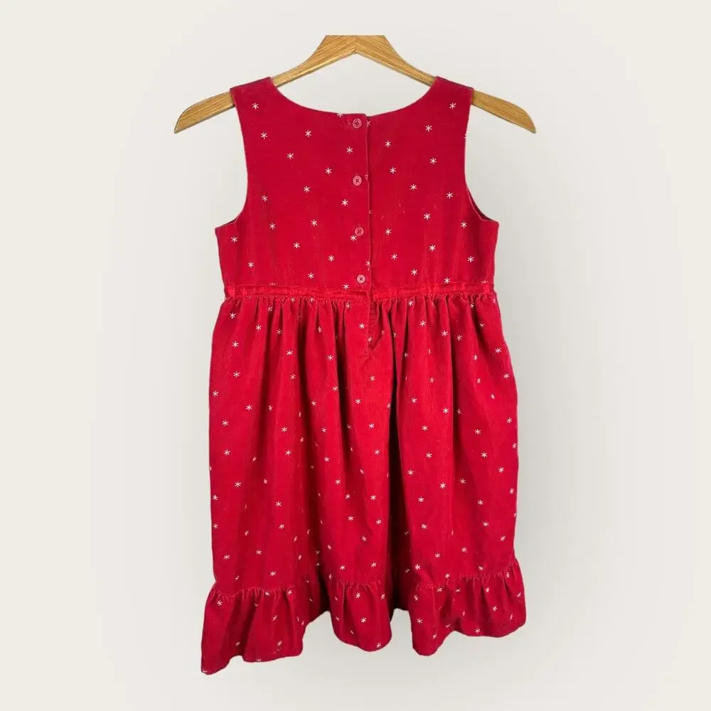 OshKosh B'gosh Girls size 10 Sleeveless Corduroy Holiday Christmas Dress Red